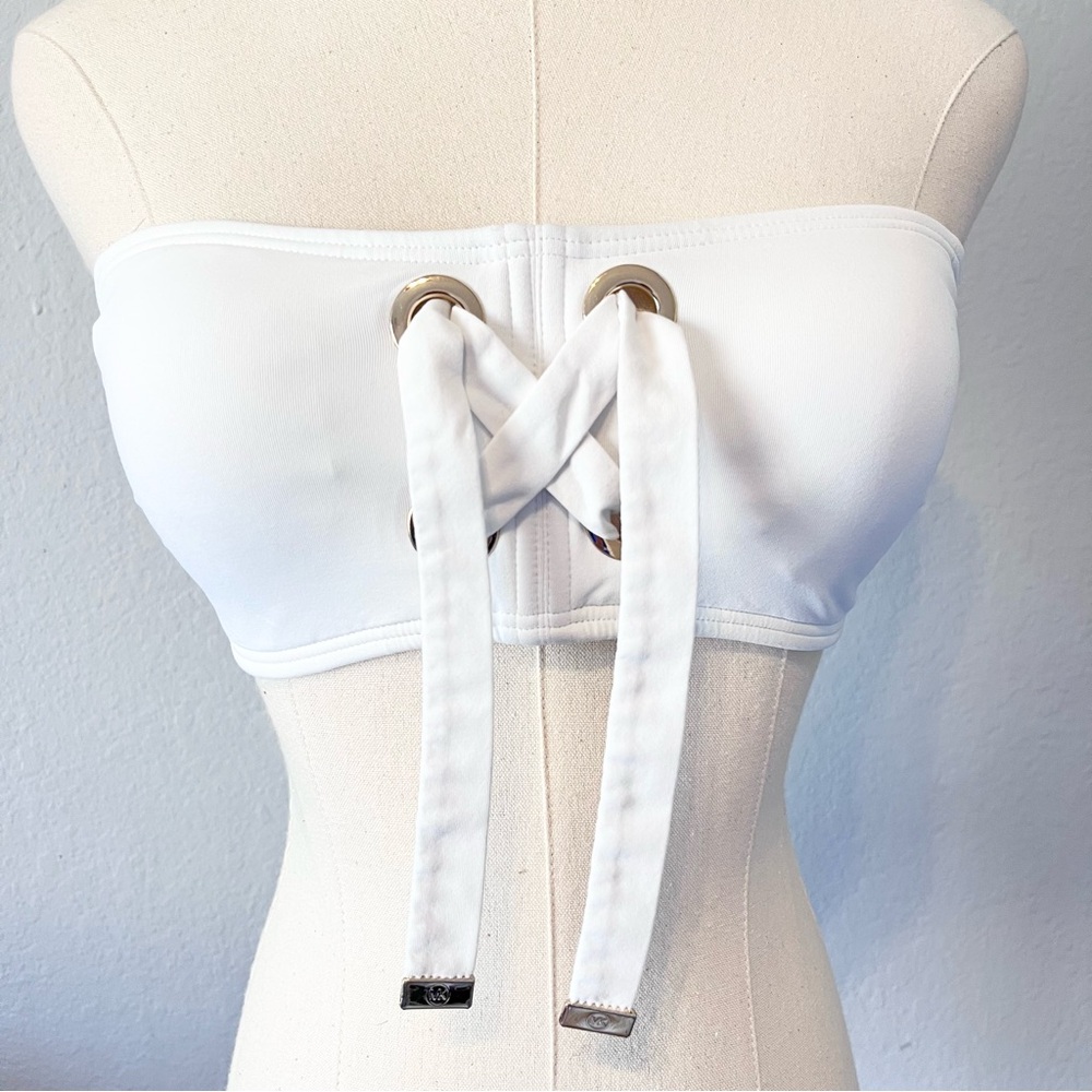 MICHAEL KORS White Strapless Bikini Swim Top XS